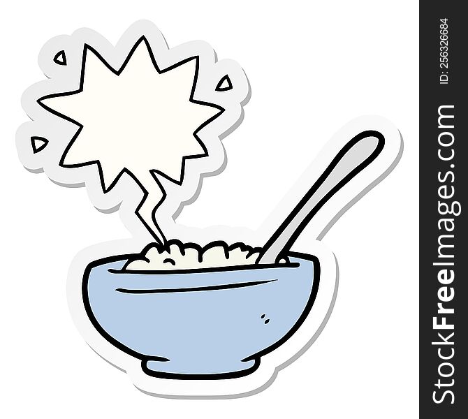 cartoon bowl of rice with speech bubble sticker