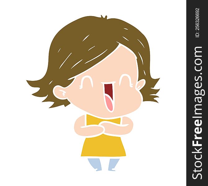 Flat Color Style Cartoon Laughing Woman