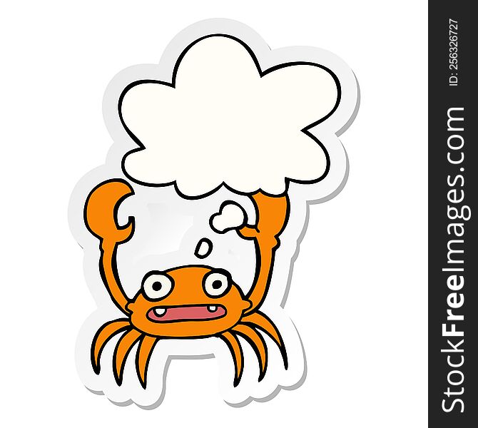 Cartoon Crab And Thought Bubble As A Printed Sticker