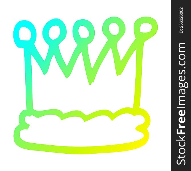 cold gradient line drawing of a cartoon gold crown