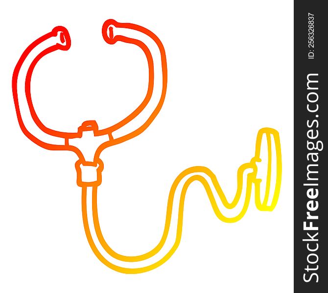 warm gradient line drawing of a cartoon stethoscope