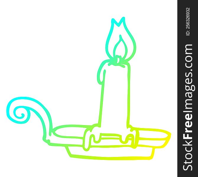 Cold Gradient Line Drawing Cartoon Burning Candle