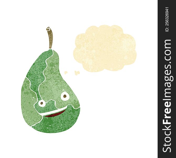Cartoon Happy Pear With Thought Bubble