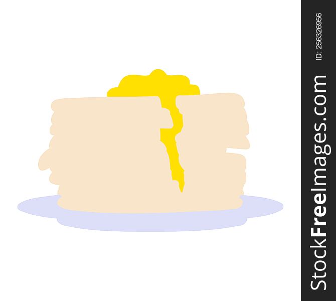 cartoon stack of pancakes with butter