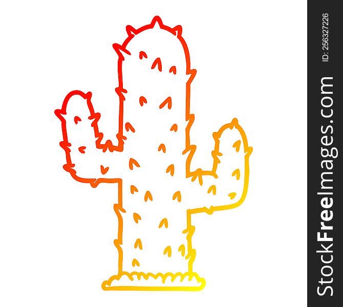 Warm Gradient Line Drawing Cartoon Cactus