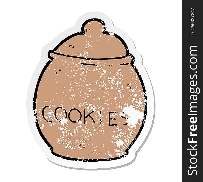 distressed sticker of a cartoon cookie jar