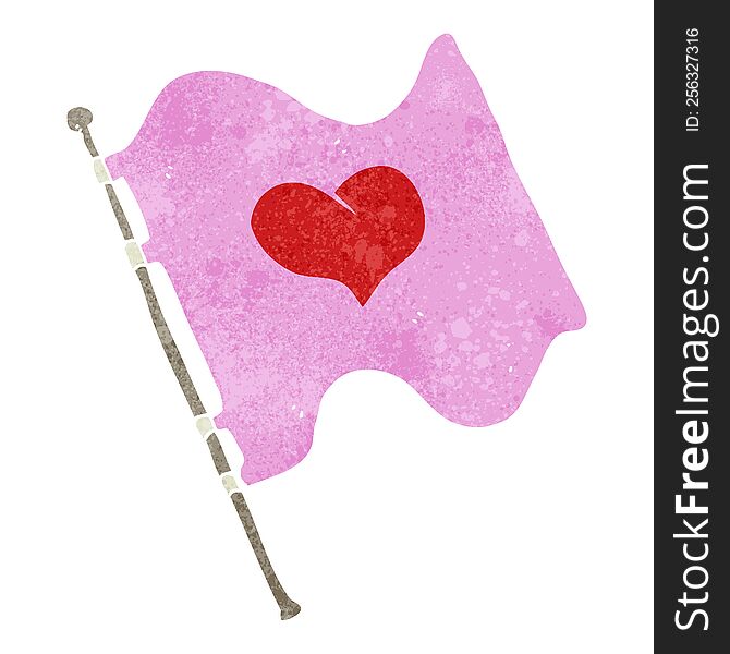 Retro Cartoon Love Heart Flag