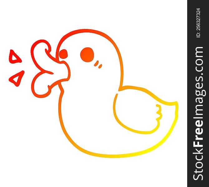 warm gradient line drawing of a cartoon rubber duck