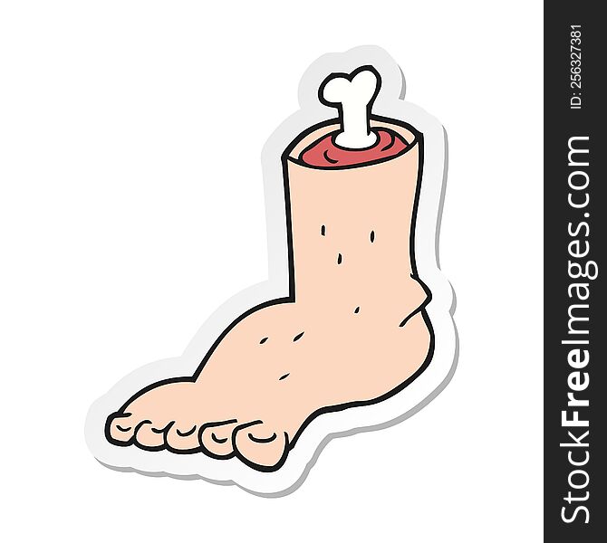 sticker of a cartoon severed foot