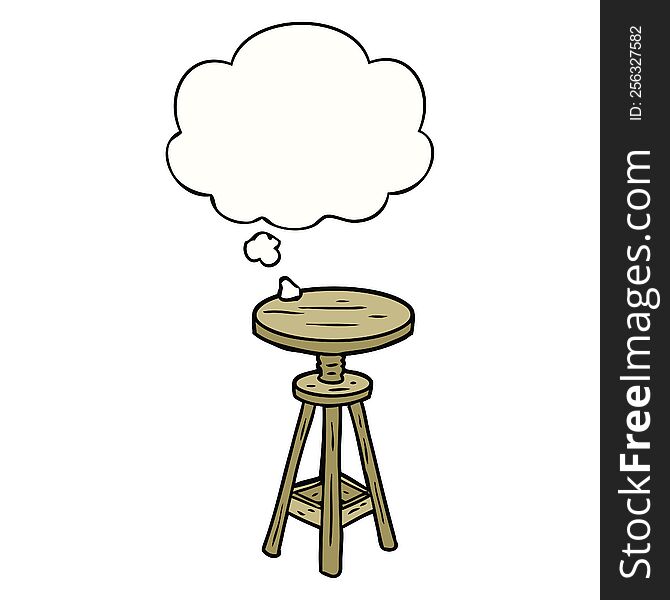 cartoon artist stool with thought bubble. cartoon artist stool with thought bubble