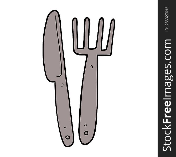 cartoon doodle knife and fork