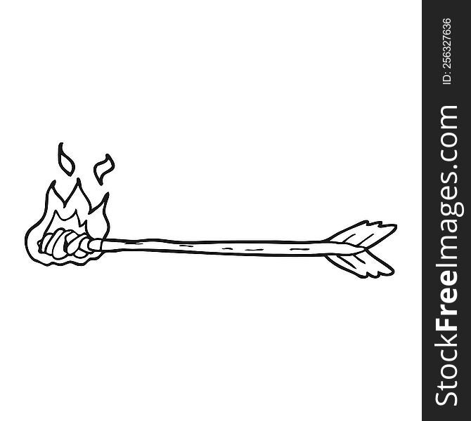 Black And White Cartoon Flaming Arrow