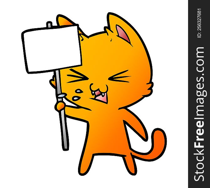 cartoon cat protesting. cartoon cat protesting