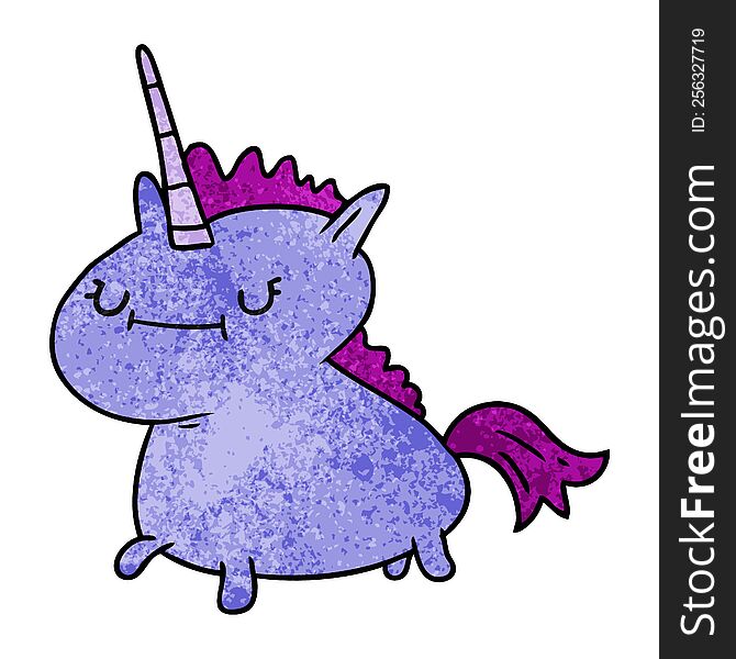 hand drawn textured cartoon doodle of a magical unicorn