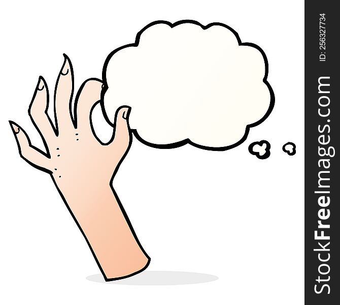 Cartoon Hand Symbol With Thought Bubble