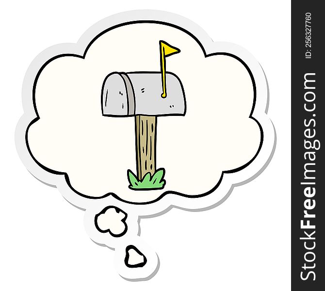 cartoon mailbox with thought bubble as a printed sticker