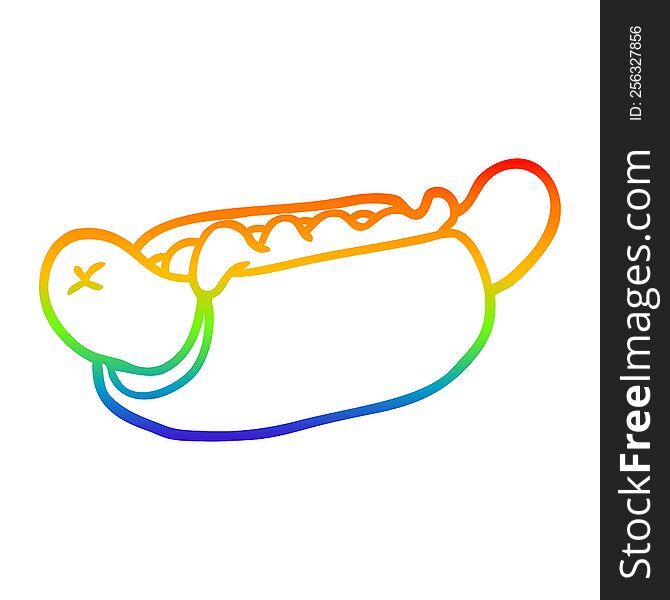 Rainbow Gradient Line Drawing Fresh Tasty Hot Dog
