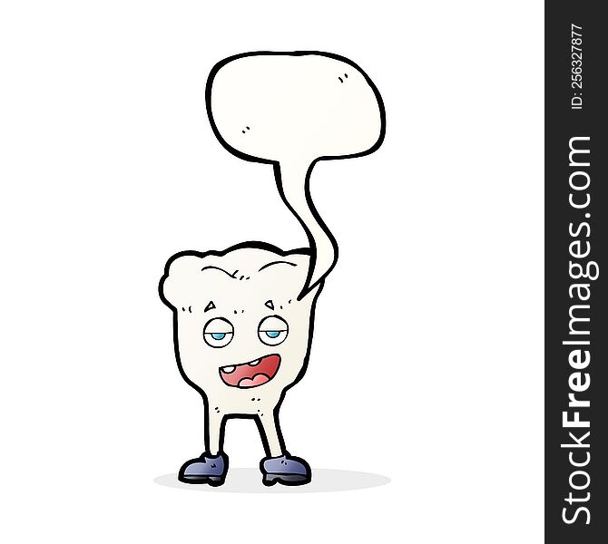 Cartoon Tooth Looking Smug With Speech Bubble