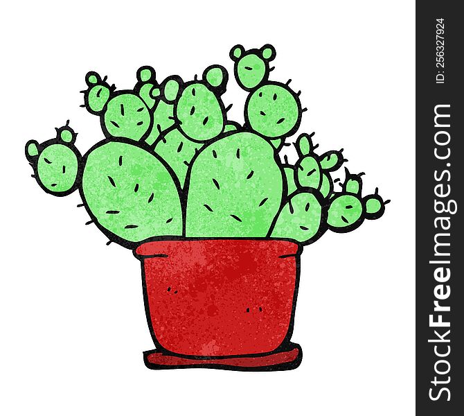 freehand retro cartoon cactus