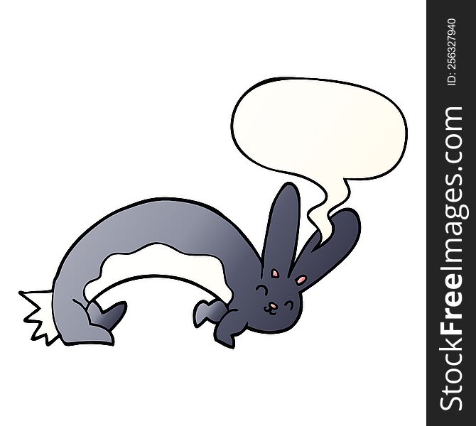 Funny Cartoon Rabbit And Speech Bubble In Smooth Gradient Style