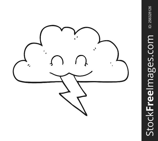 Black And White Cartoon Storm Cloud