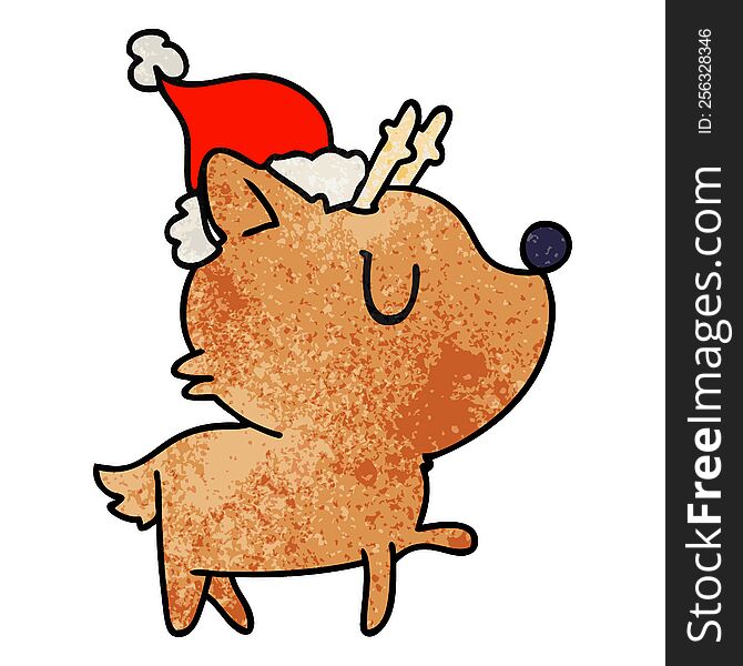 Christmas Textured Cartoon Of Kawaii Deer