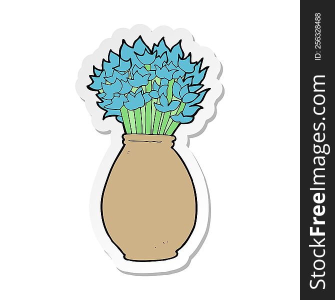 Sticker Of A Cartoon Vase Of Flowers