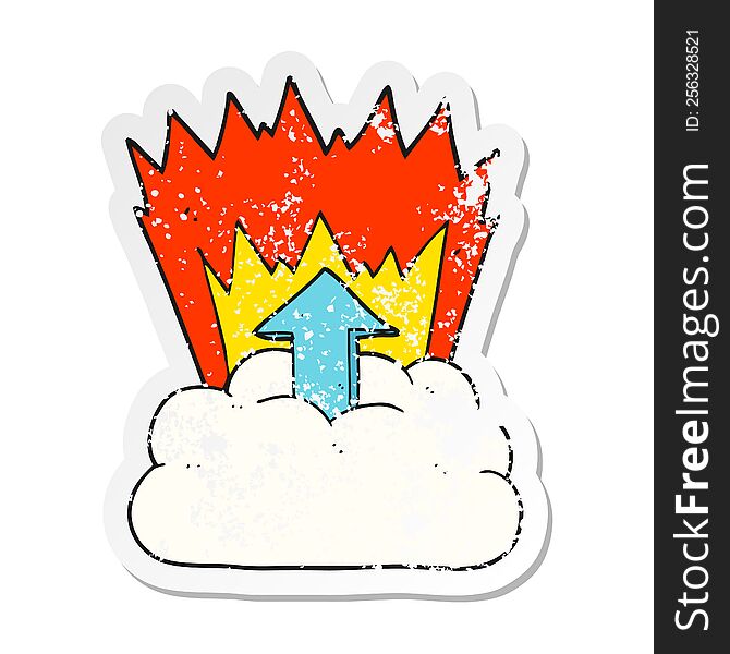 Retro Distressed Sticker Of A Cartoon Upload To The Cloud