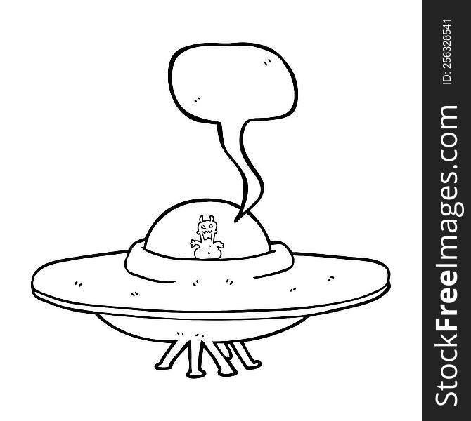 freehand drawn speech bubble cartoon UFO