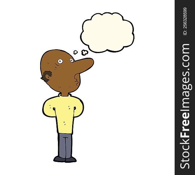 Cartoon Balding Man With Thought Bubble