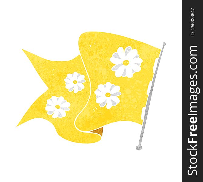 Retro Cartoon Flower Flag