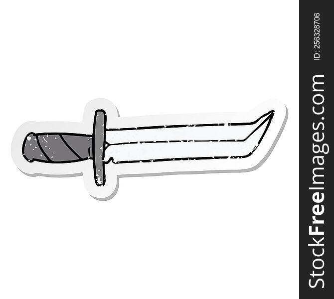 Distressed Sticker Cartoon Doodle Of A Short Dagger