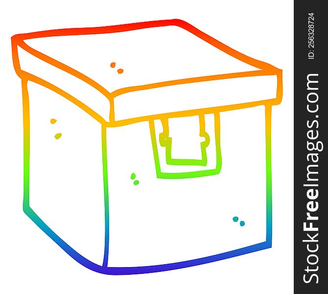 rainbow gradient line drawing of a cartoon evidence box