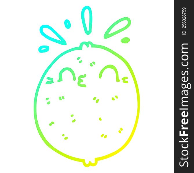 Cold Gradient Line Drawing Cute Cartoon Lemon