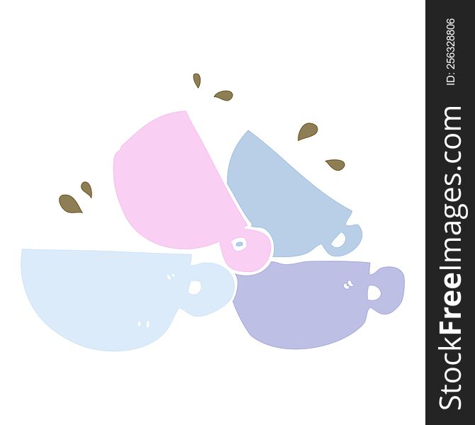 flat color illustration of a cartoon coffee cups