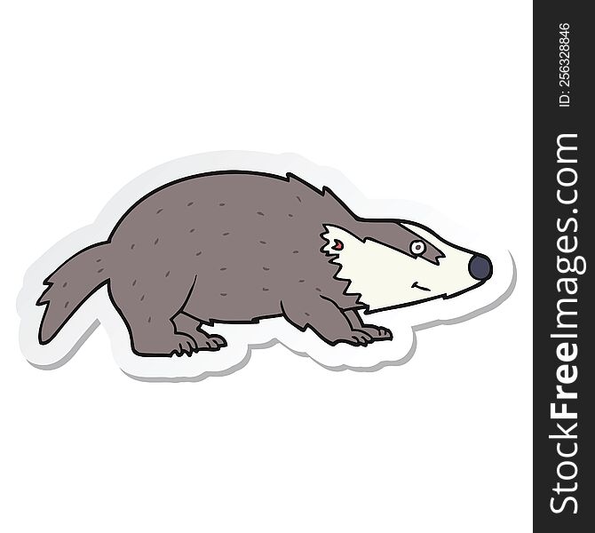 Sticker Of A Cartoon Badger