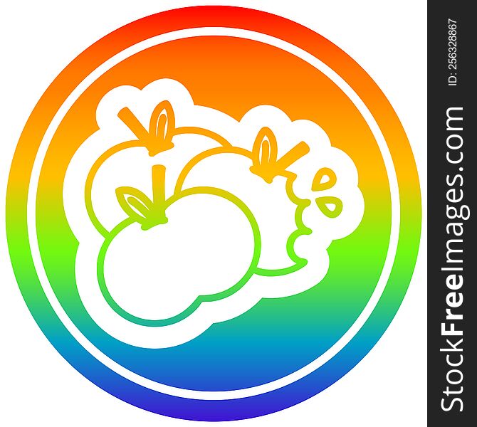 juicy apples circular icon with rainbow gradient finish. juicy apples circular icon with rainbow gradient finish