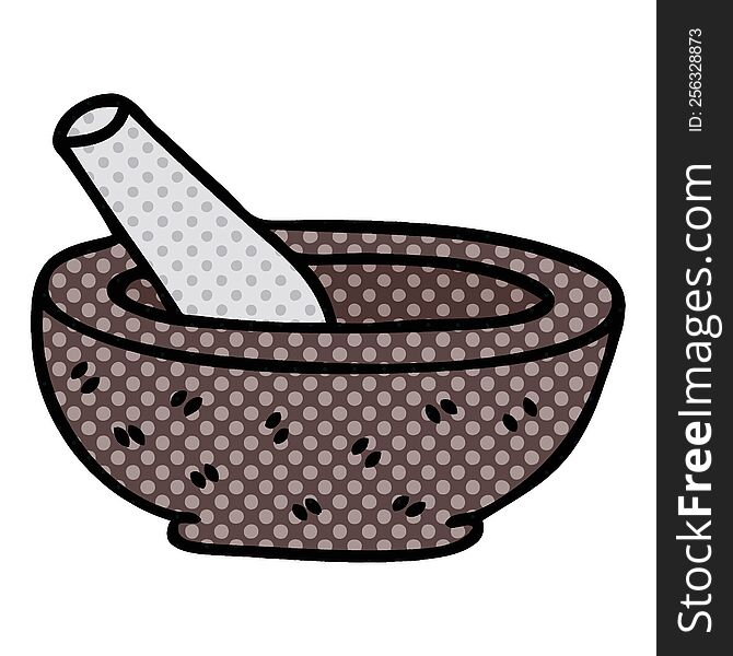 Quirky Comic Book Style Cartoon Pestle And Mortar