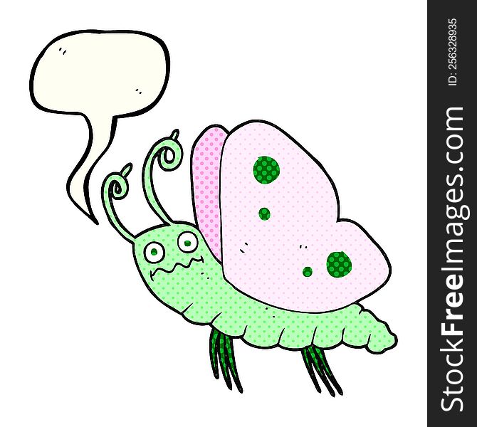 Comic Book Speech Bubble Cartoon Funny Butterfly