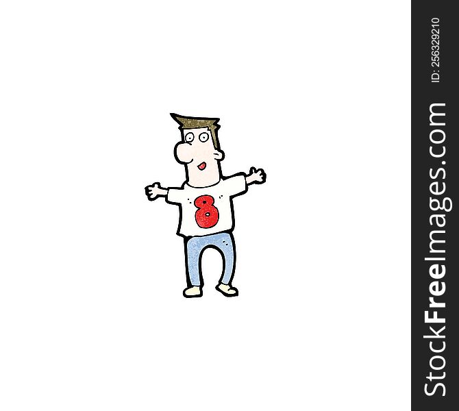 Cartoon Man In Shirt With Number Eight