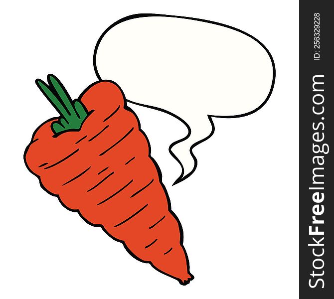 Cartoon Carrot And Speech Bubble