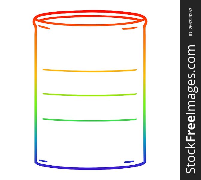 rainbow gradient line drawing of a cartoon oil drum