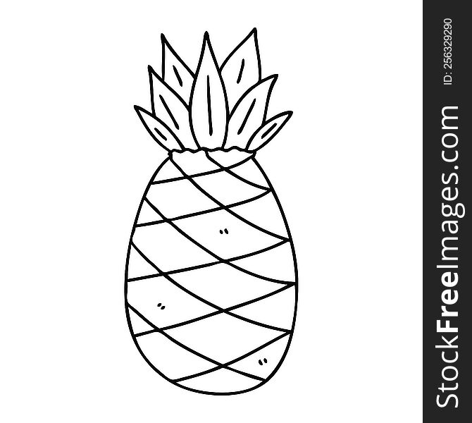 Quirky Line Drawing Cartoon Pineapple