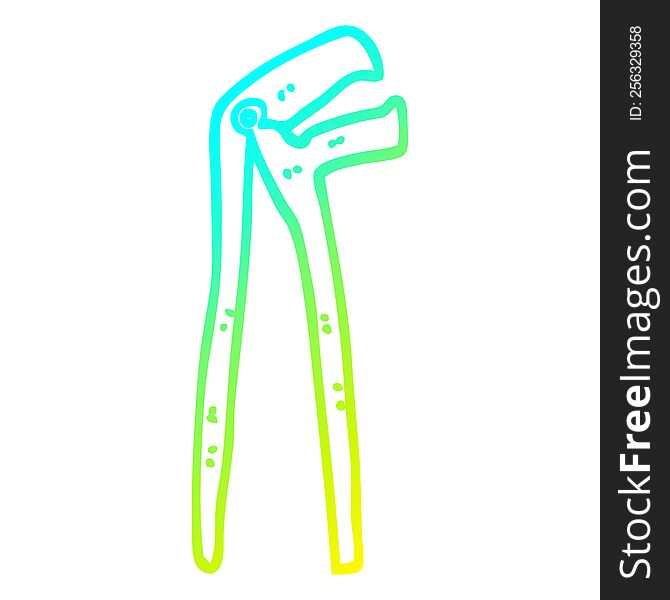 cold gradient line drawing of a cartoon plumbers wrench