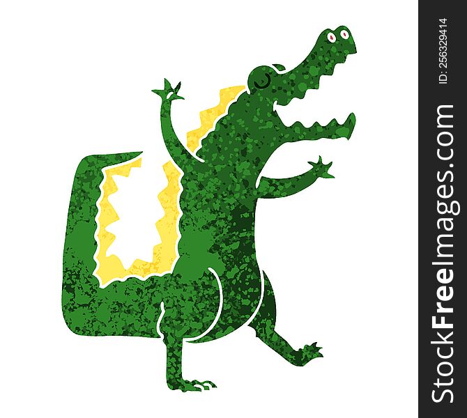 Quirky Retro Illustration Style Cartoon Crocodile