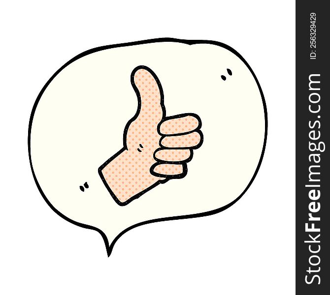 freehand drawn comic book speech bubble cartoon thumbs up sign