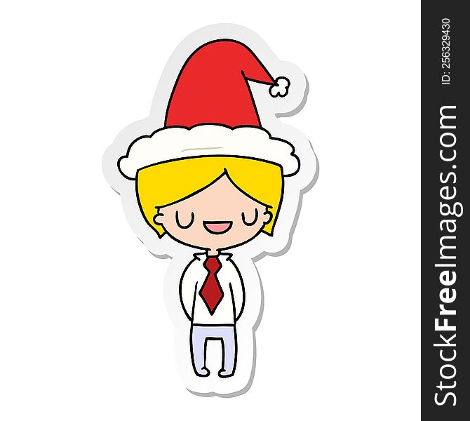 Christmas Sticker Cartoon Of Kawaii Boy