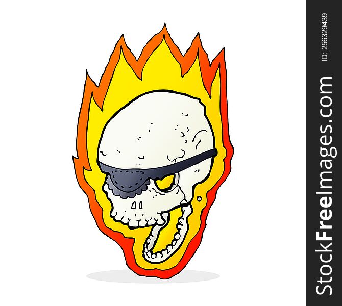 Cartoon Flaming Pirate Skull