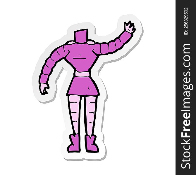Sticker Of A Cartoon Female Robot Body