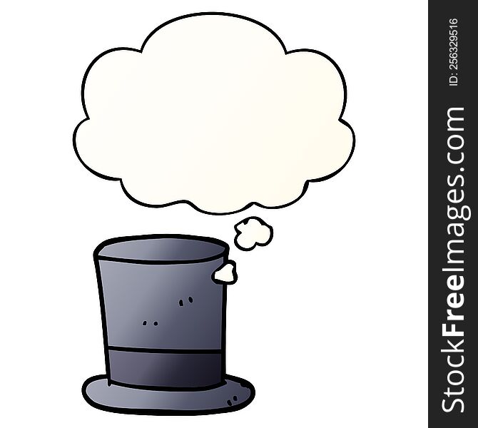 Cartoon Top Hat And Thought Bubble In Smooth Gradient Style